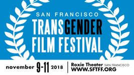 High contrast white and black text of the film festival name, website, location, and date, against a blue background.