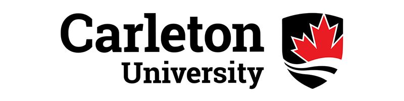 The Carleton University logo, which includes the name and a black shield with a red maple leaf and stylized waves.